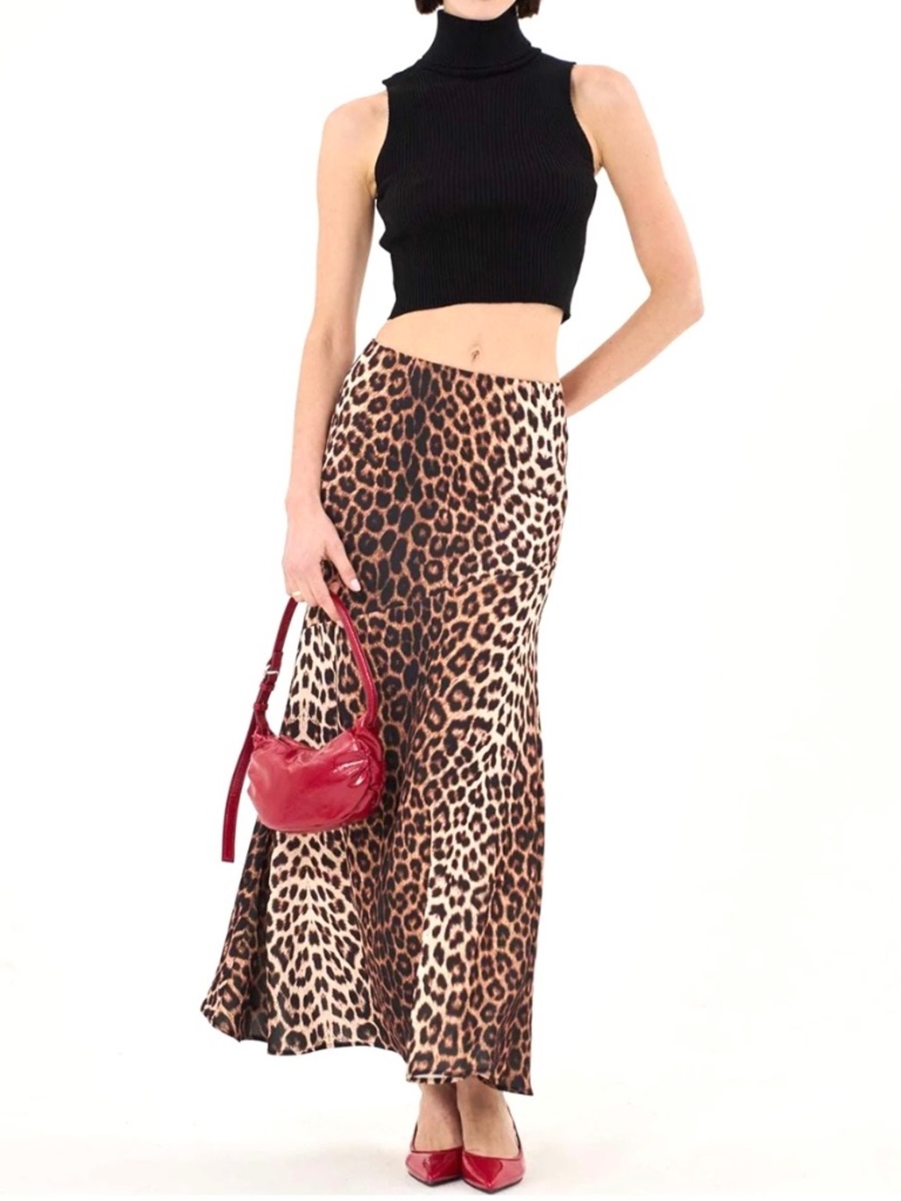 NWT Extro & Vert Bias Midi Skirt in Leopard Print Size 10 US - New